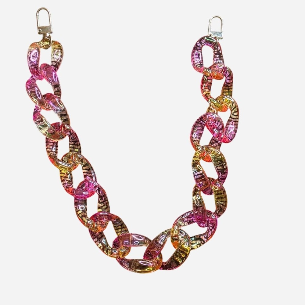 Pink, orange, and brown abstract swirls acrylic chain